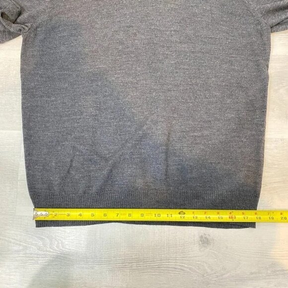 CK Calvin Klein Charcoal Grey Men's L 100% Extra Fine Merino Wool V-Neck Sweater - Picture 7 of 15